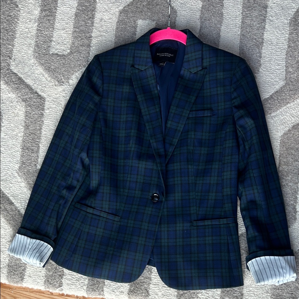 Banana republic Blazer in Navy and Green Plaid - black watch type - Picture 10 of 10